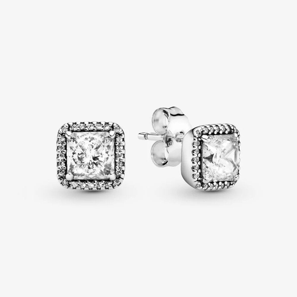 PANDORA  Square Sparkle Halo Stud Earrings