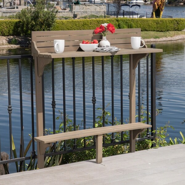 Outdoor Acacia Wood Balcony Bar Table，Gray Finish