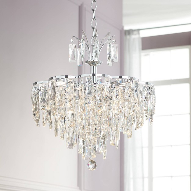 Wide Modern Cascade Crystal 6 light Led Fixture For Dining Room Foyer Kitchen Island Entryway