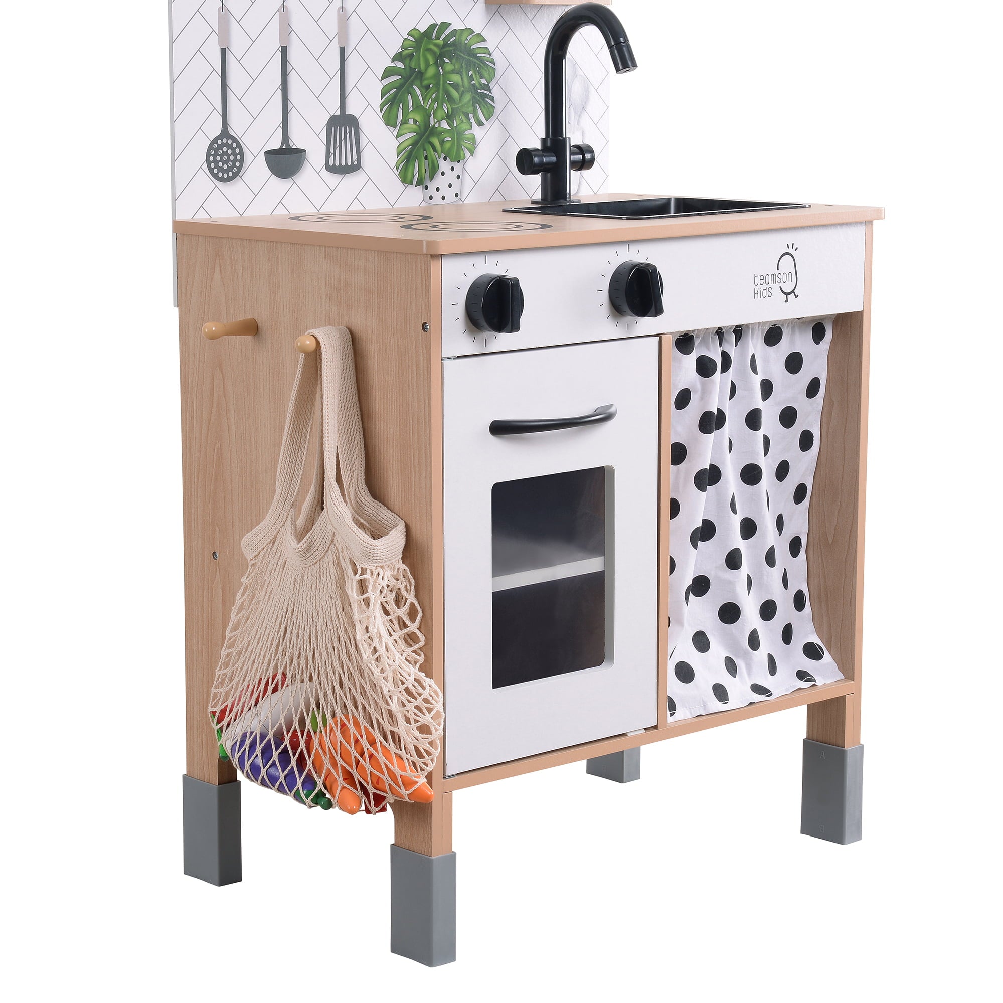 Teamson Kids Little Chef Philly Modern Wooden Kitchen Playset, White/Natural