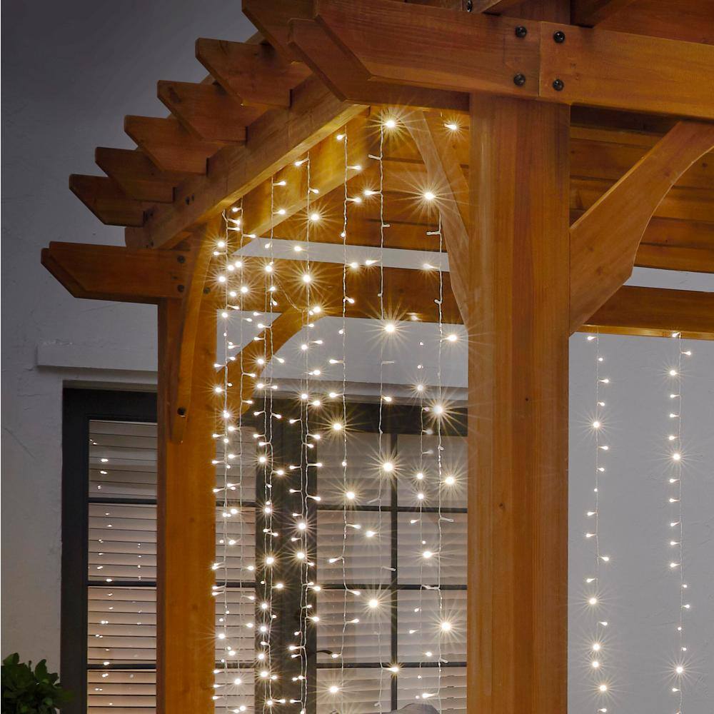 Hampton Bay OutdoorIndoor 10 ft. Plug-In Warm White Mini Bulb Integrated LED 10 Strand Willow Curtain String Light FY10120WILLOWHD