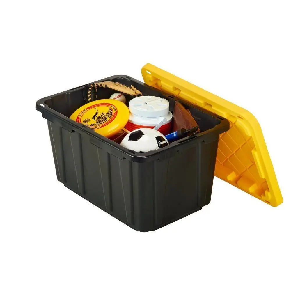 HDX 27 Gal. Tough Storage Tote in Black with Yellow Lid HDX27GONLINE(5)