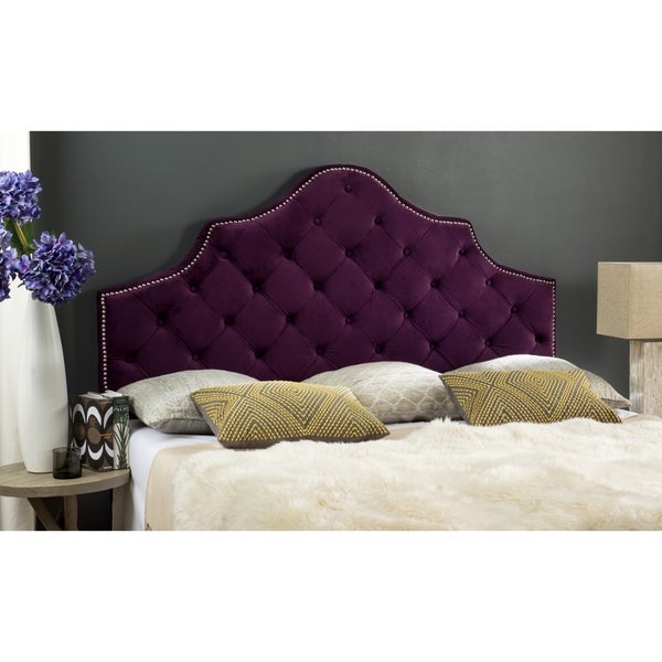 Safavieh Arebelle Aubergine Velvet Upholstered Tufted Headboard - Silver Nailhead (King) - - 11551785