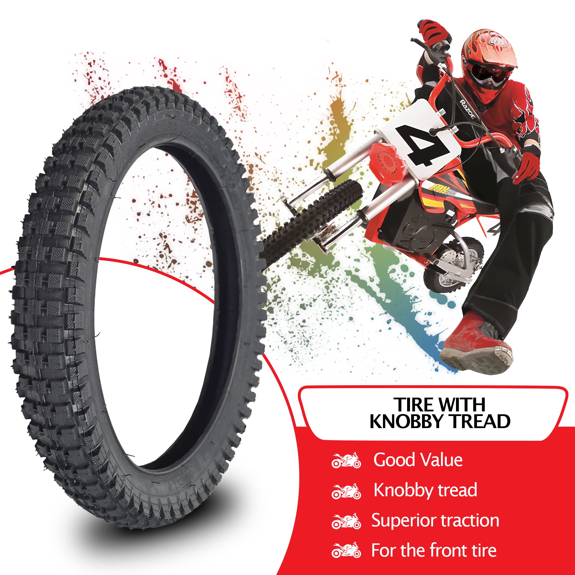 AlveyTech 16x2.4 Front Tire for the Razor MX500 and Razor MX650