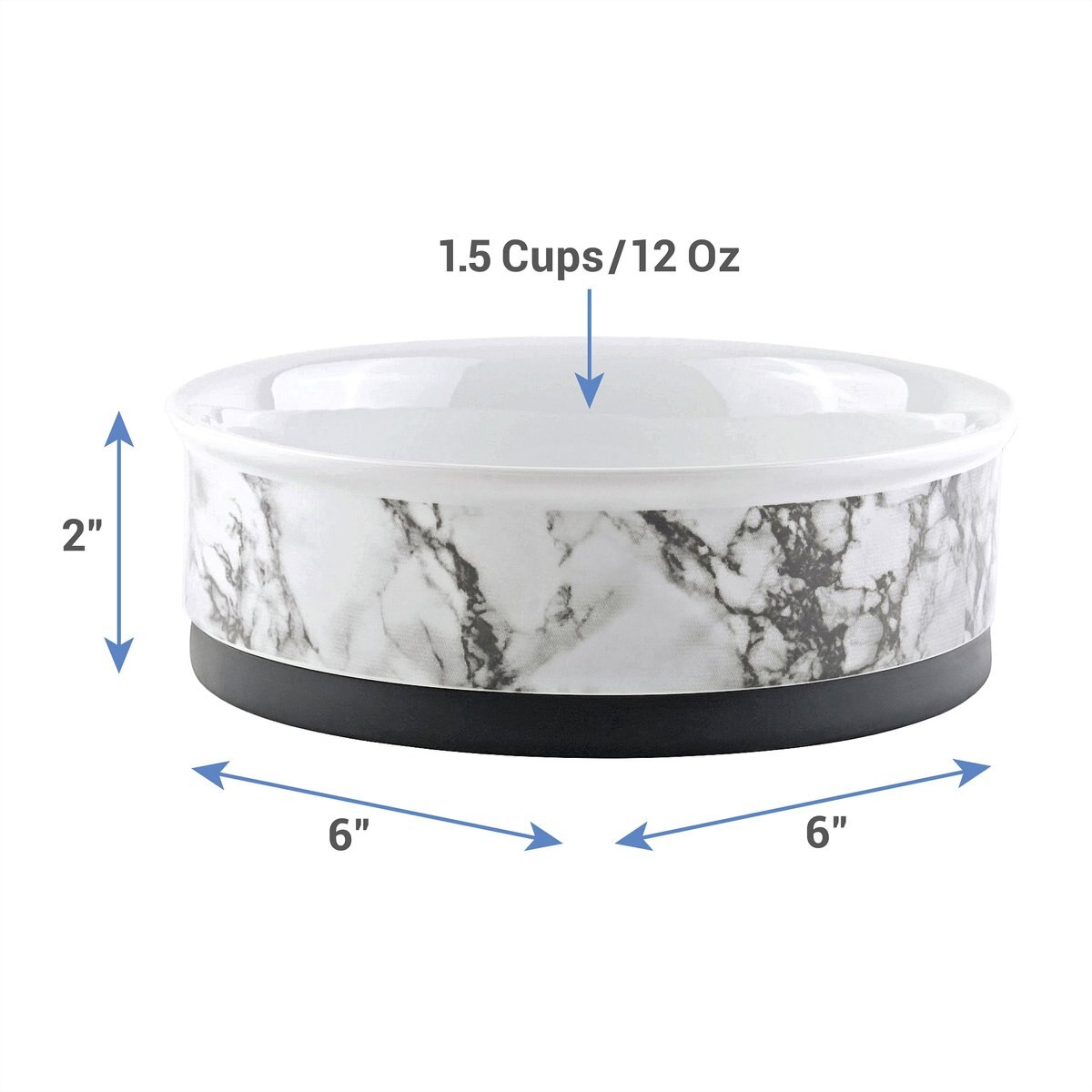 Bone Dry White Marble Dog Bowl Set， 2 count