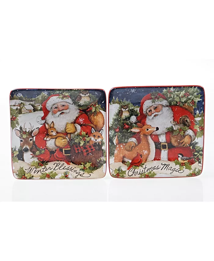 Certified International Magic of Christmas Santa 4 Piece Canape Plate