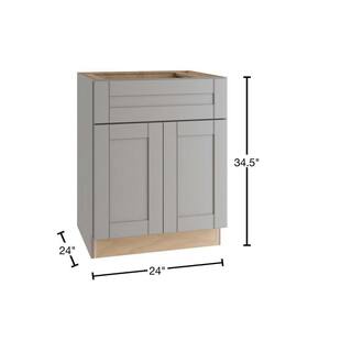 Home Decorators Collection Washington Veiled Gray Plywood Shaker Stock Assembled Base Kitchen Cabinet Soft Close 24 in. x 34.50 in. x 24 in. B24-WVG