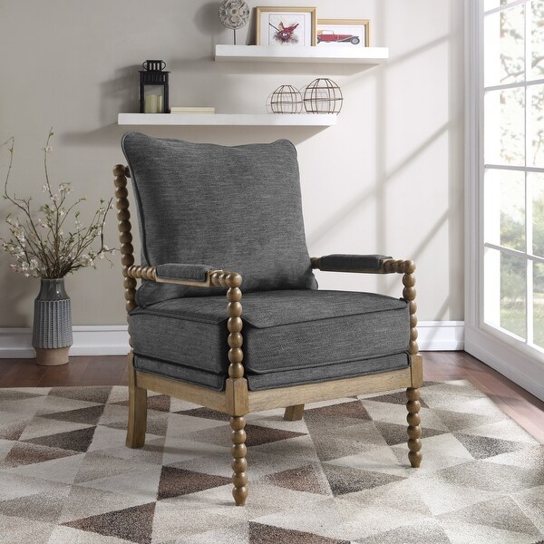 Fletcher Spindle Chair in Fabric with Brushed Charcoal Finish