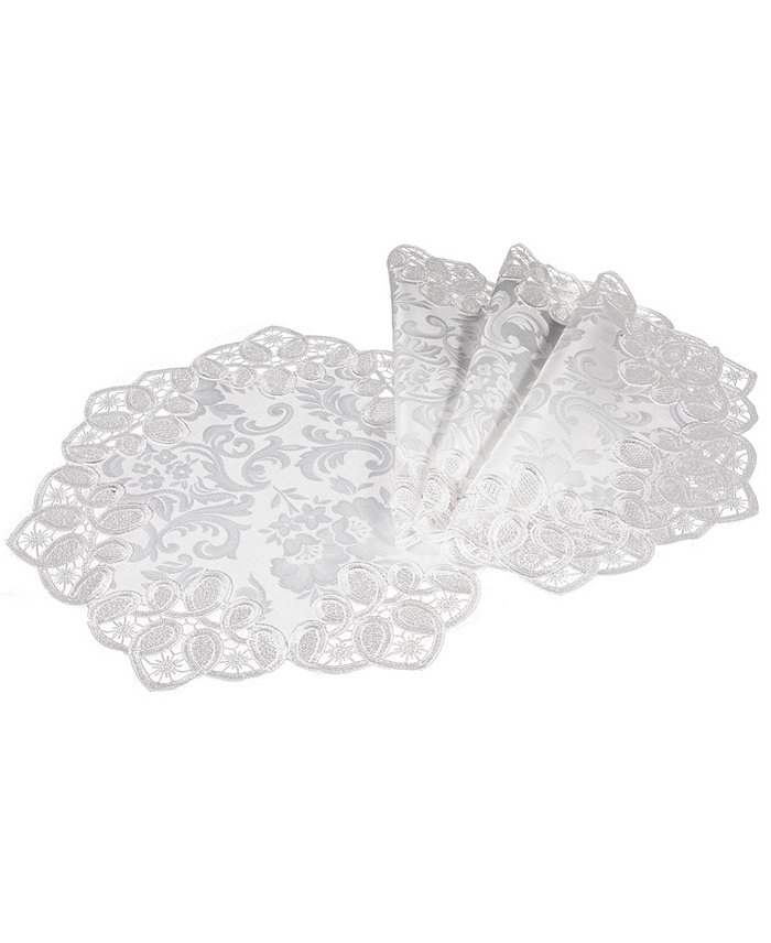 Xia Home Fashions Antebella Lace Embroidered Cutwork Round Placemats 15 Round Set of 4