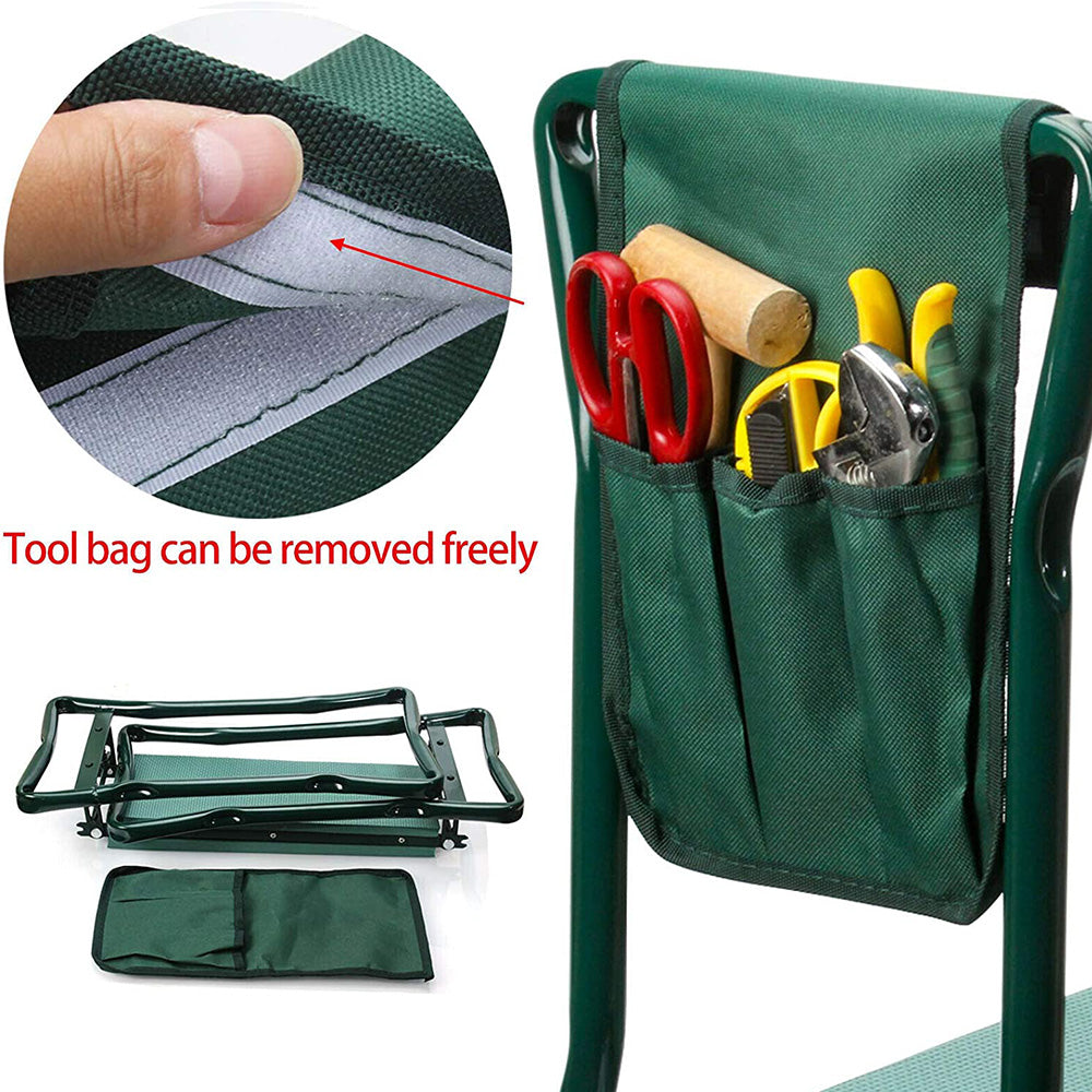 Heavy Duty Folding Garden Kneeler and Seat for Weeding and Portable Garden Stool Seat with 1 Tool Pouch, EVA Kneeling Pad