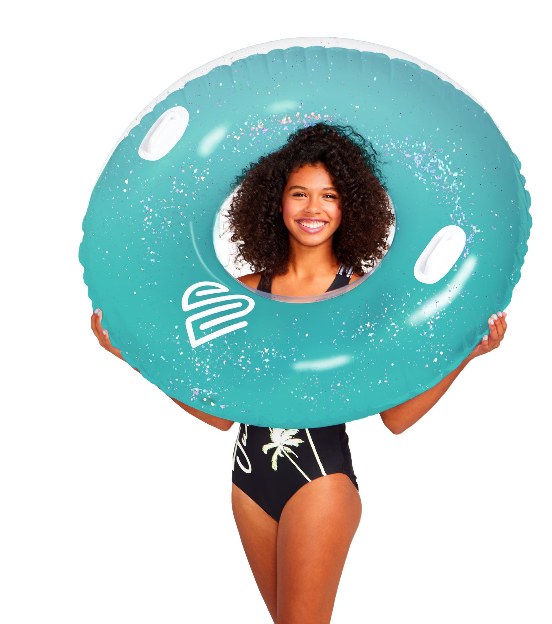 Justice Glitter Tube Pool Float with Grab Handles - Fabulous Fun! Perfect companion for a pool party or any summer day at the beach, Green, Ages 6+, Unisex