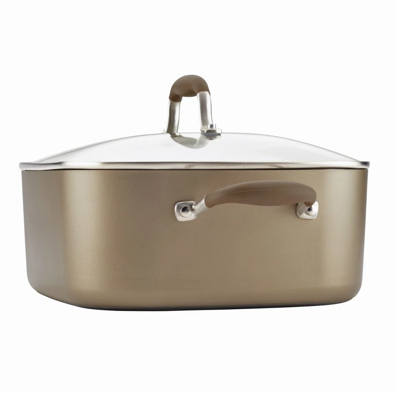 Anolon 83867 Advanced Hard Anodized Nonstick Casserole Dish/Casserole Pan with Lid - 7 Quart， Bronze Brown