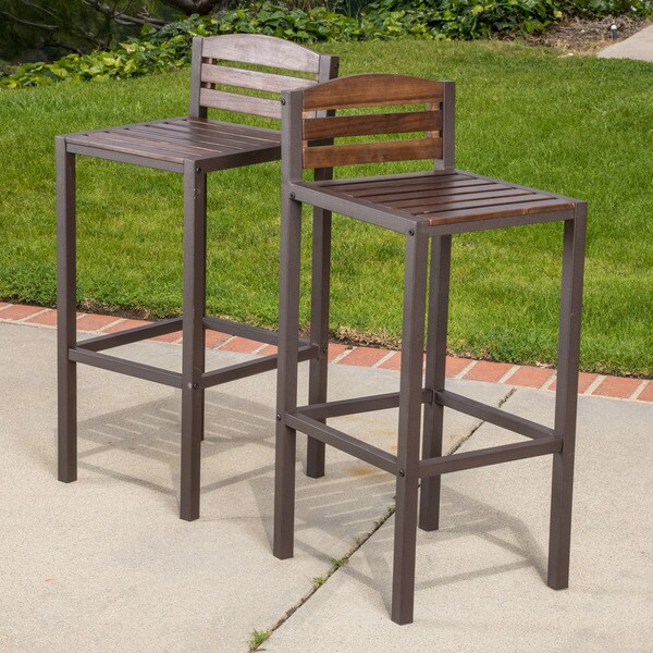 Milos Acacia Wood 3piece Outdoor Bistro Bar Set by Christopher Knight Home