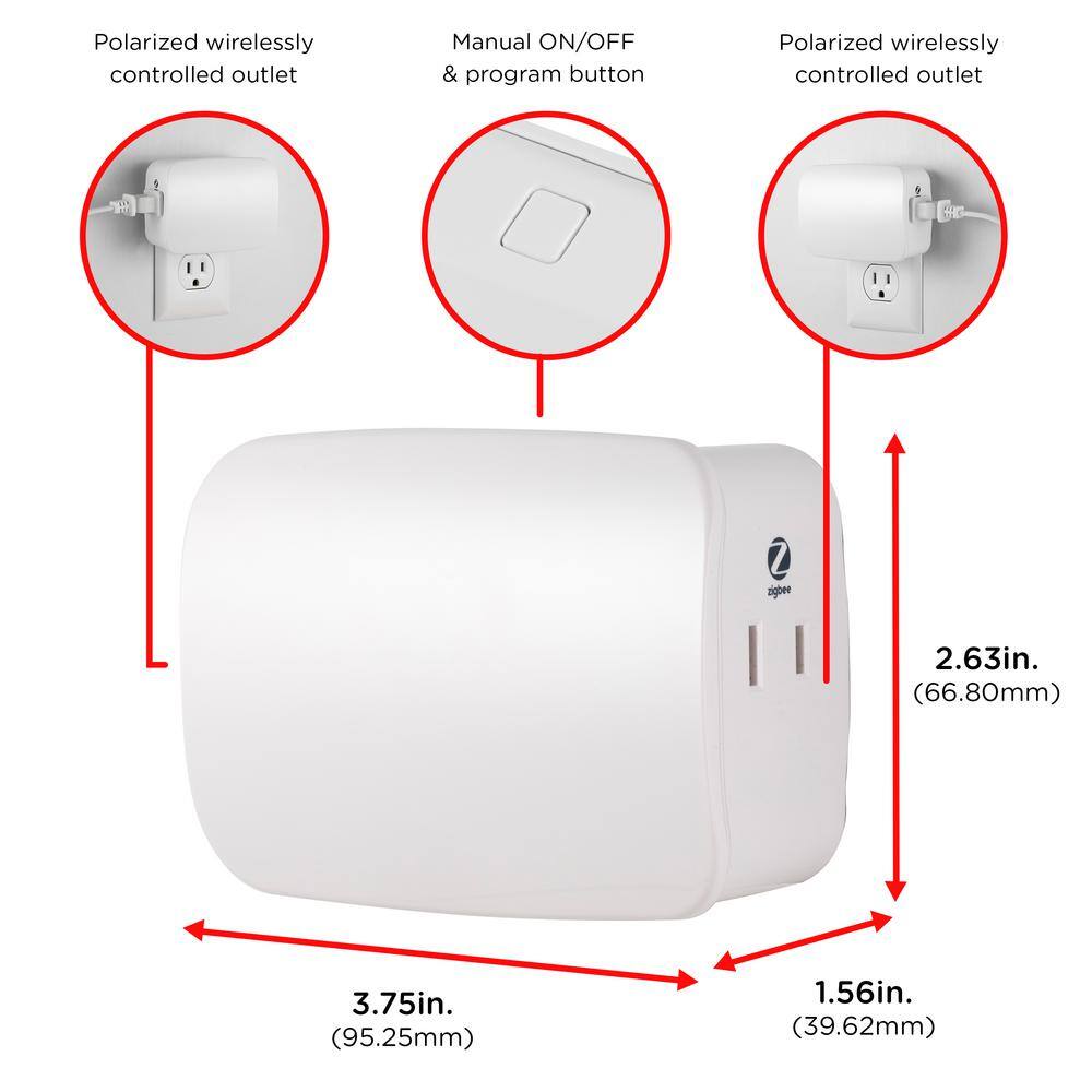 Enbrighten Zigbee 120-Volts Smart Dimmer Dual Controlled Plug-In White 43096