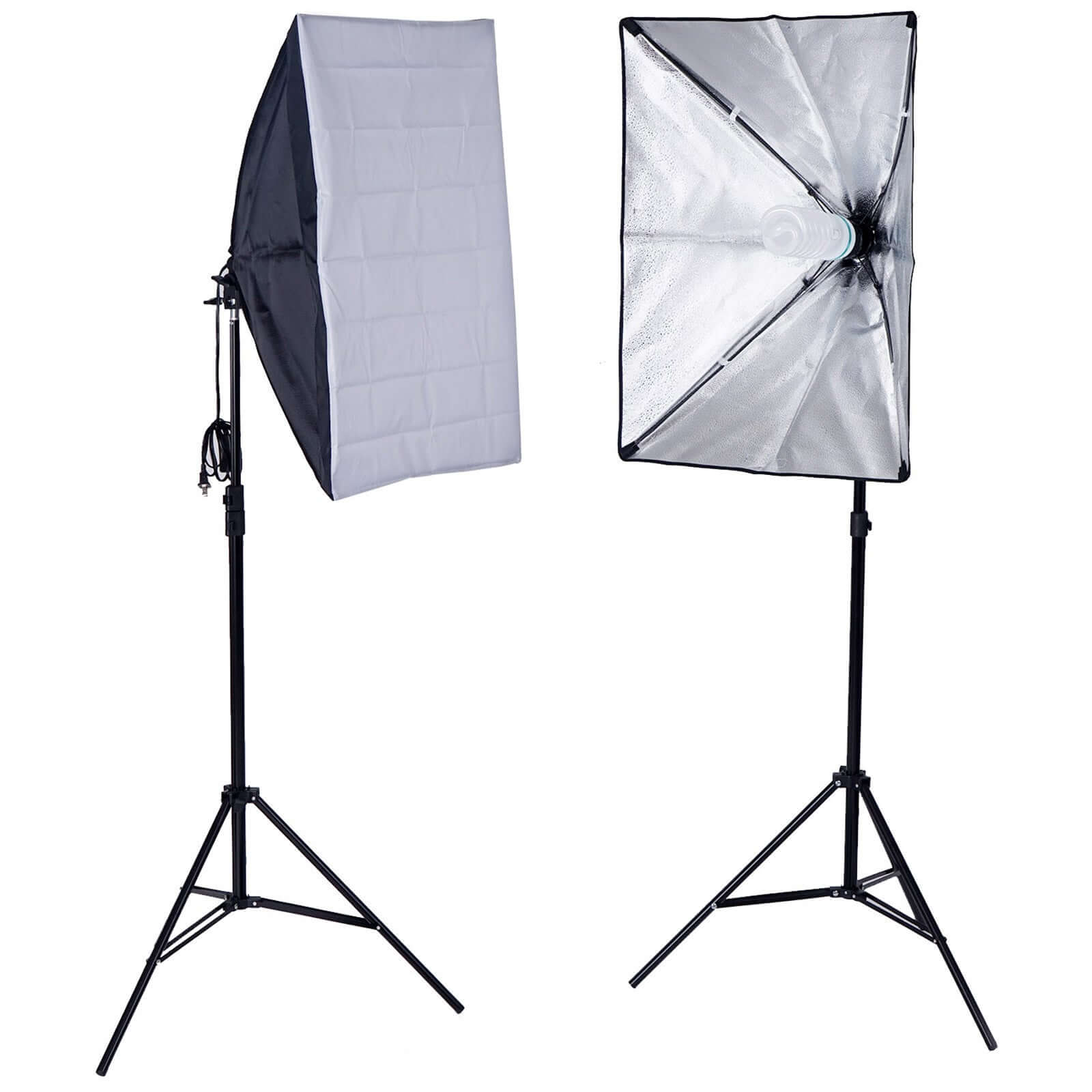 White Umbrella Continuous Lighting Photo Video Studio Kit With Soft Box Reflectors and Muslin Chromakey Backgrounds 1200W