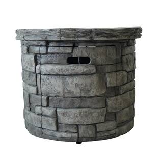 Noble House Xiomara 30 in. x 24 in. Circular MGO Propane Fire Pit in Grey 17025