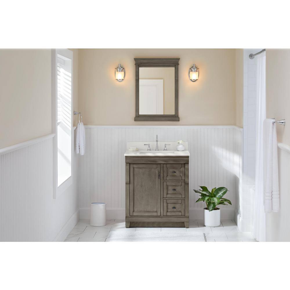 Home Decorators Collection Naples 30 in. W Bath Vanity Cabinet Only in Distressed Grey with Right Hand Drawers NADGA3021D