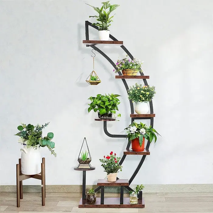 Metal Plant Stand High Quality Planters Customized Handmade modern vase floor garden plant black iron plant stands 4 tier metal