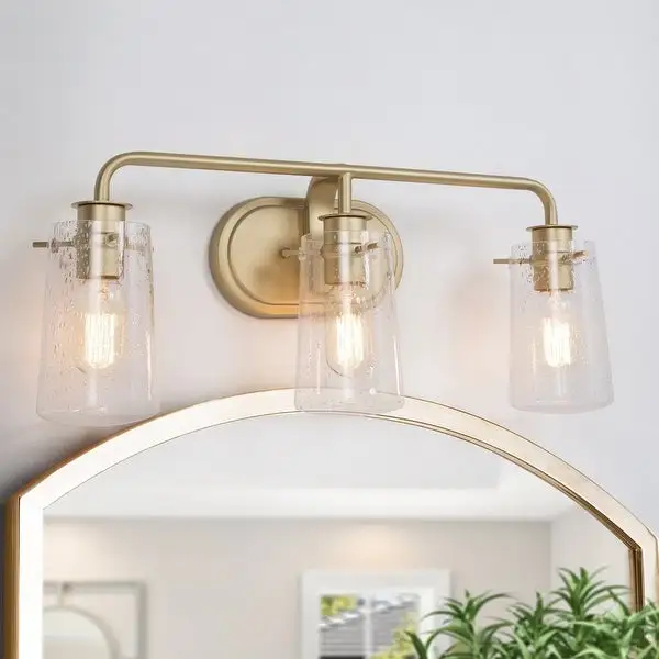 Modern Gold 3-light Bathroom Vanity Lights Dimmable LED Wall Sconces