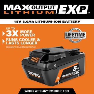 RIDGID 18V 8.0 Ah MAX Output EXP Lithium-Ion Battery AC840080