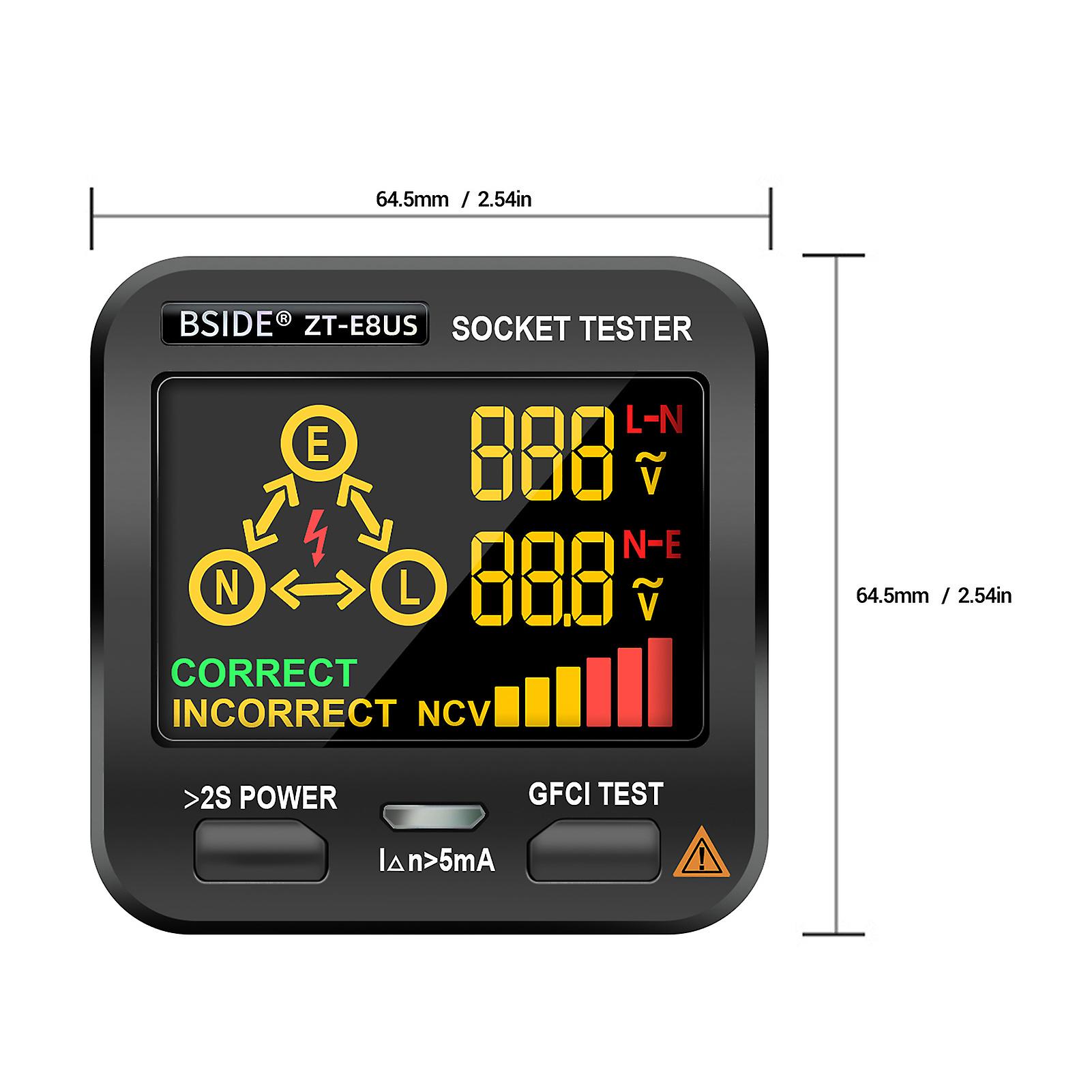 Bside Electric Socket Tester Outlet Tester Digital Lcd Display With Ncv Test Rcd Test Polarity Test Electric Circuit Polarity Voltage Detector Home Sc