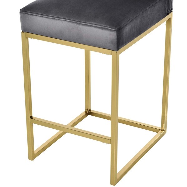 4pcs Modern Velvet Upholstered Bar Stools with Metal Legs