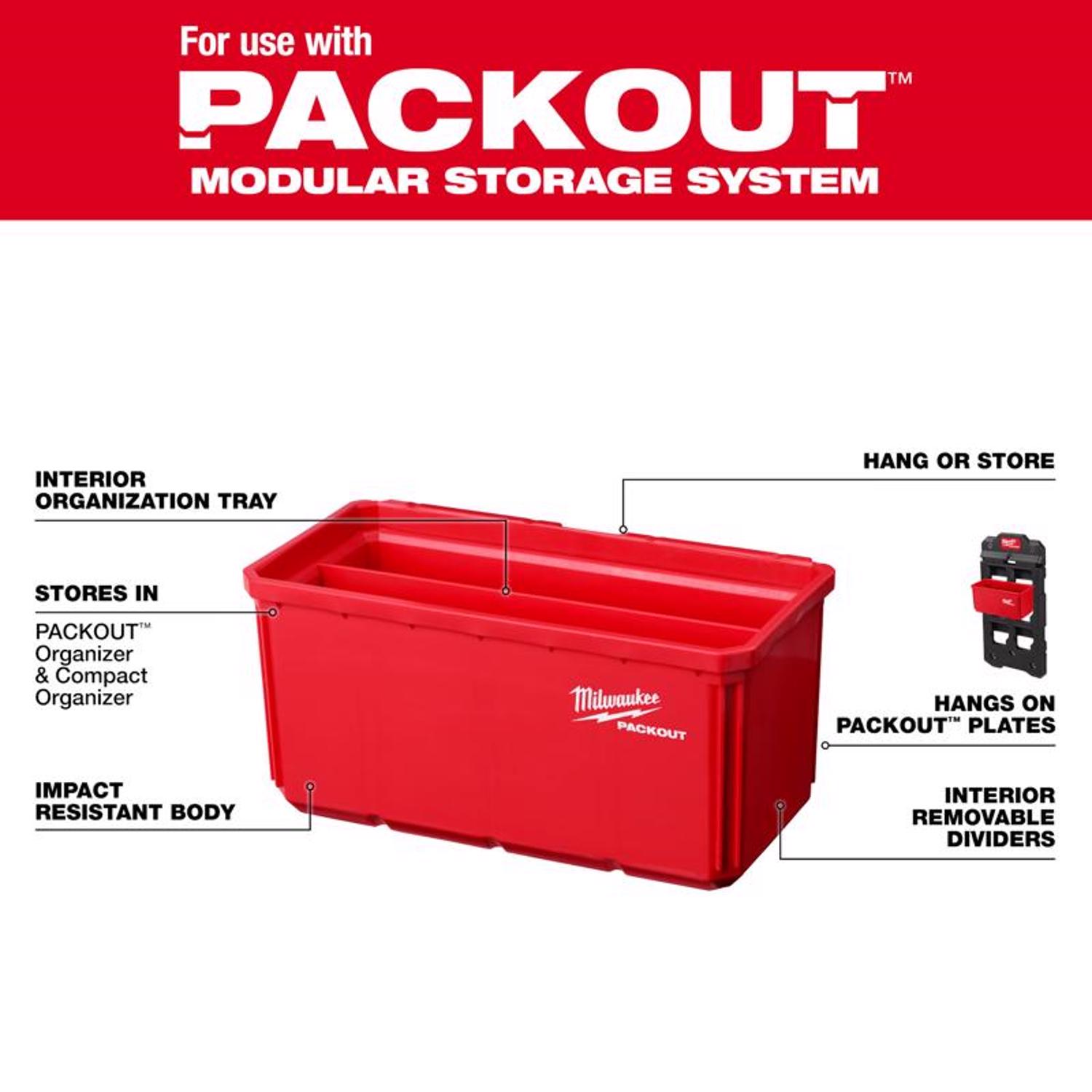 MW Packout Shop Storage 8 in. W X 7.3 in. H Garage Organizer Large Parts Bin Set Red