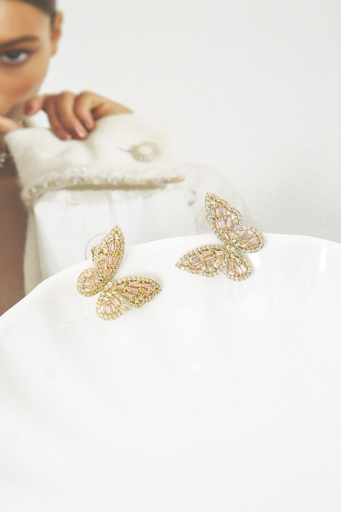 Live The Afterglow Butterfly Earrings Gold