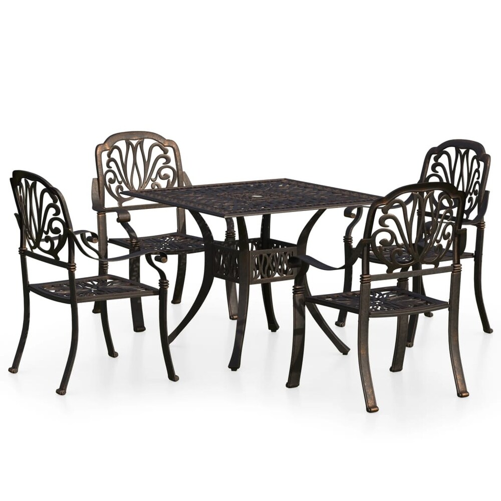 vidaXL 5 Piece Bistro Set Cast Aluminum Bronze   35.4\