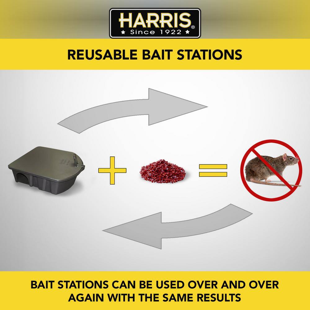 Harris 4 lbs.64 Bars All Weather Rat and Mouse Killer and 3 Locking Rat and Mouse Refillable Bait Stations HRB64-3RATBOX