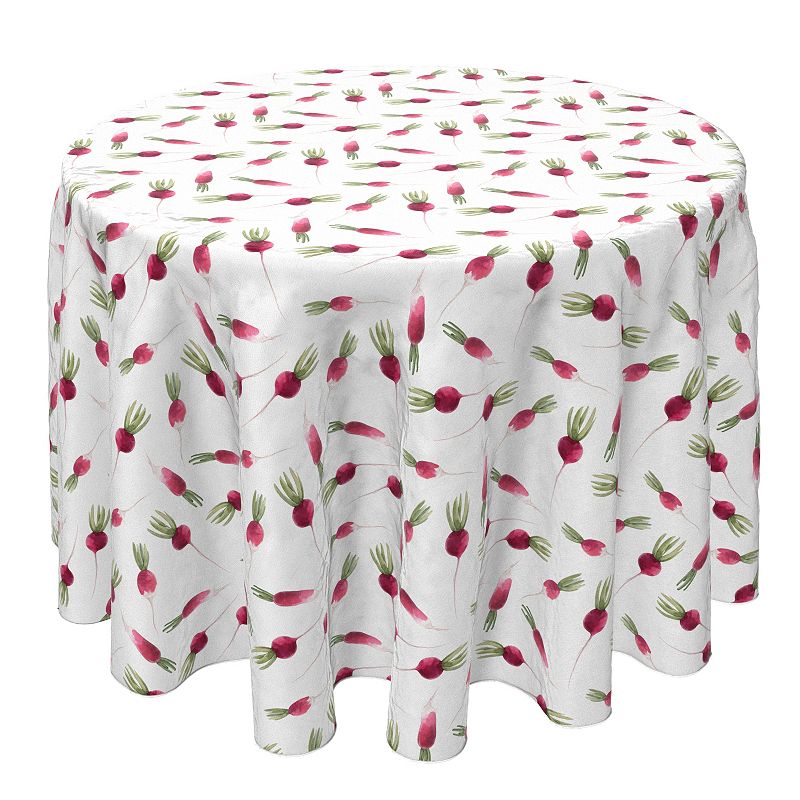 Round Tablecloth， 100% Cotton， 60 Round， Radish Garden