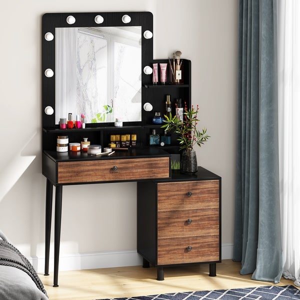 Tribesigns Vintage Makeup Dressing Table with Lighted Mirror