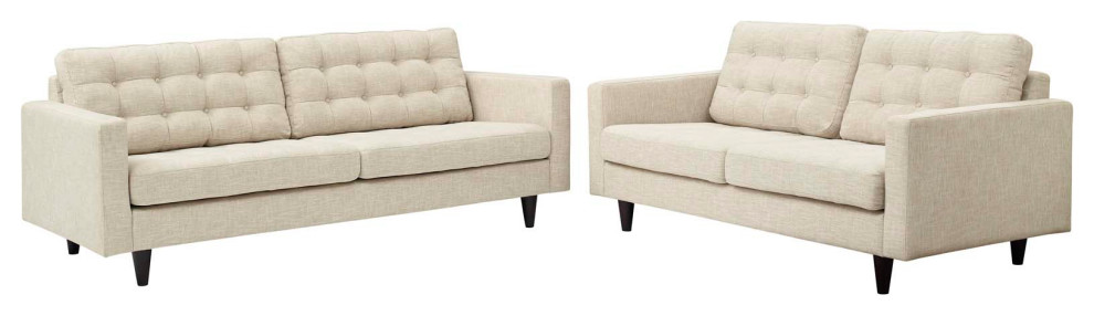 Empress Sofa and Loveseat 2 Piece Set  Beige   Midcentury   Sofas   by Kolibri Decor  Houzz