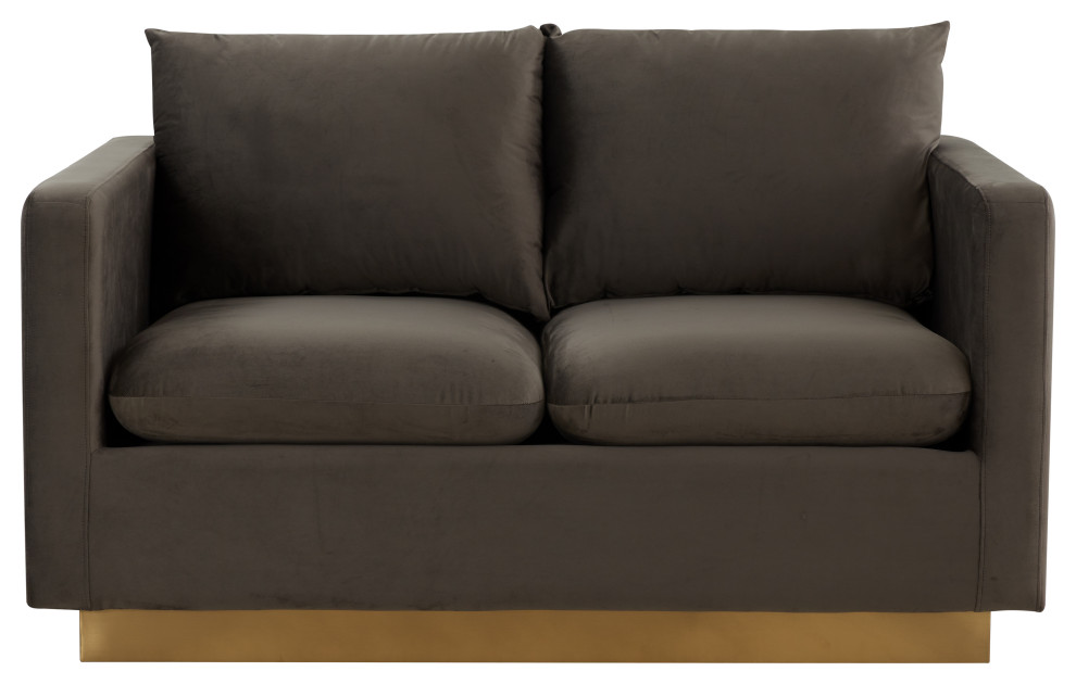 LeisureMod Nervo Modern Velvet Loveseat With Gold Base   Contemporary   Loveseats   by LeisureMod  Houzz