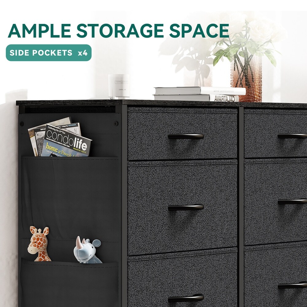 Modern 10 Drawer Dresser Fabric Storage Tower