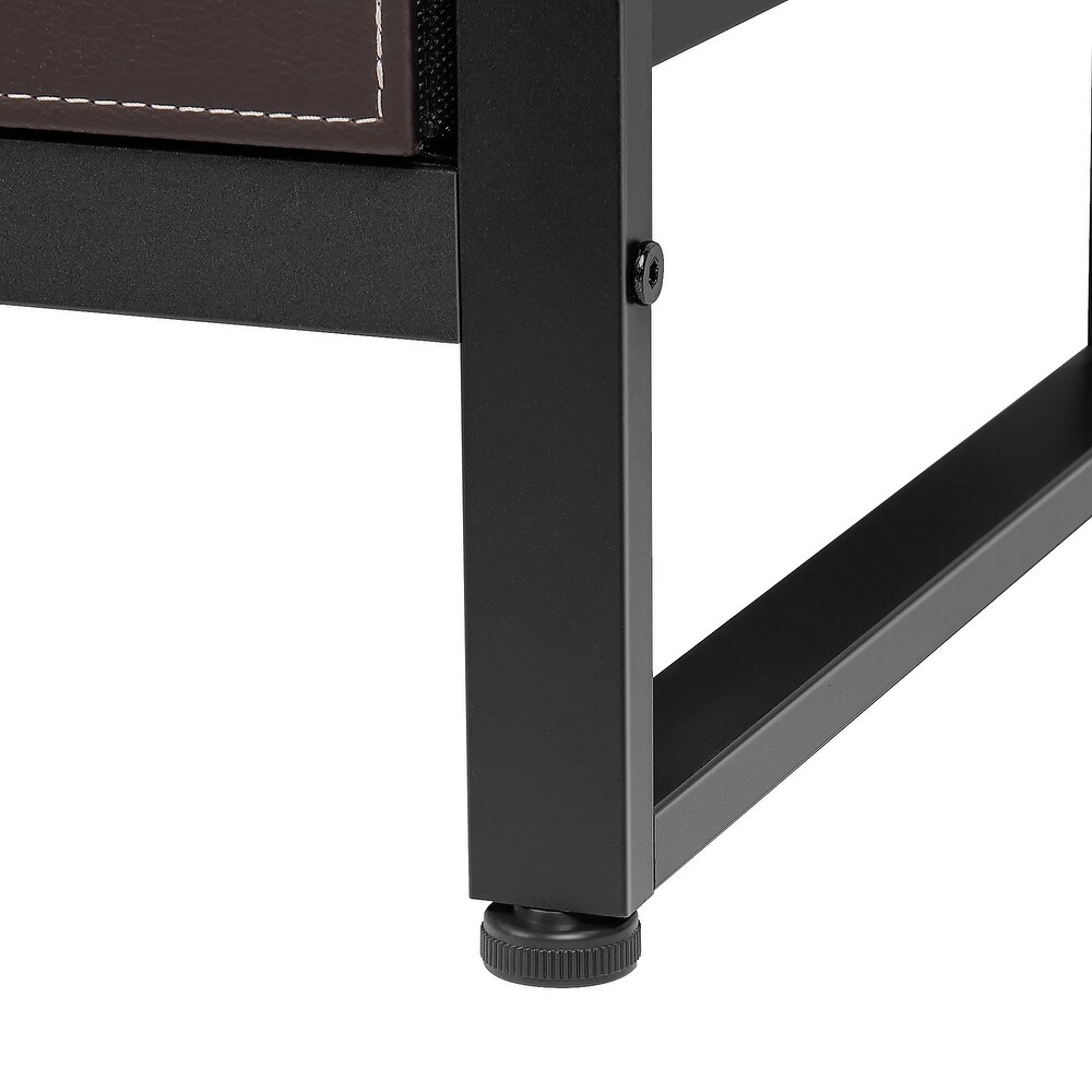 Nightstand End Table w/ 2 Removable Fabric Drawers and Shelf  Black