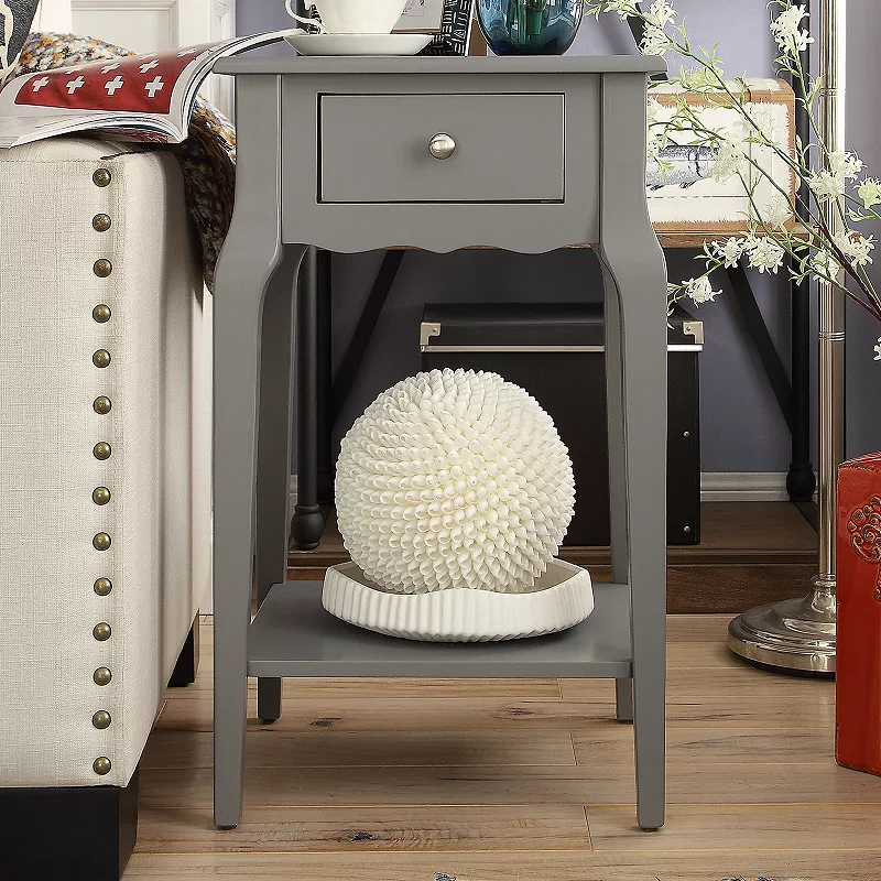 HomeVance Isabella 1-Drawer Scalloped Nightstand