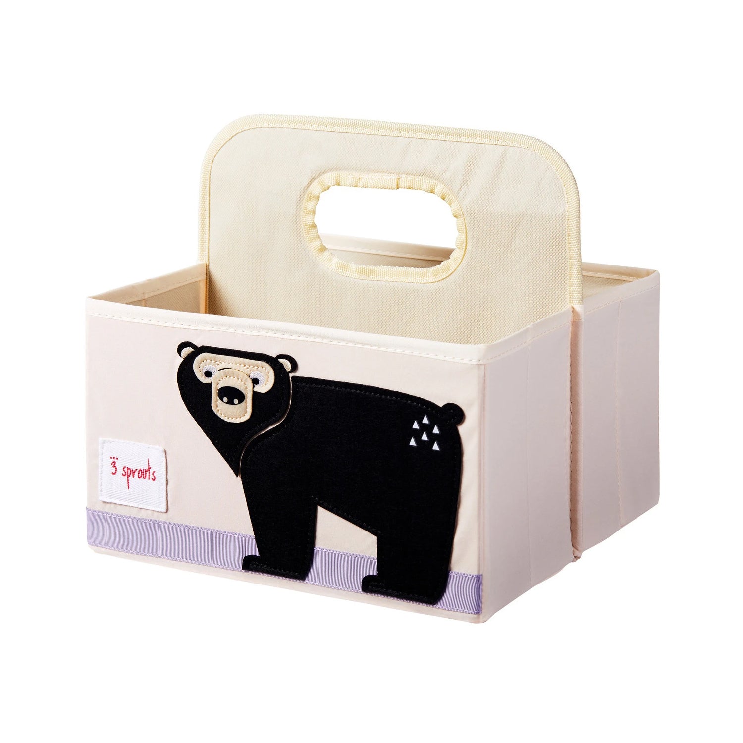 3 Sprouts UDOBEA Polyester Divided Portable Diaper Caddy with Black Bear Design