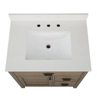 Home Decorators Collection Stanhope 31 in. W x 22 in. D Vanity in Reclaimed Oak with Engineered Stone Vanity Top in Crystal White with White Sink SNOVT3122DR