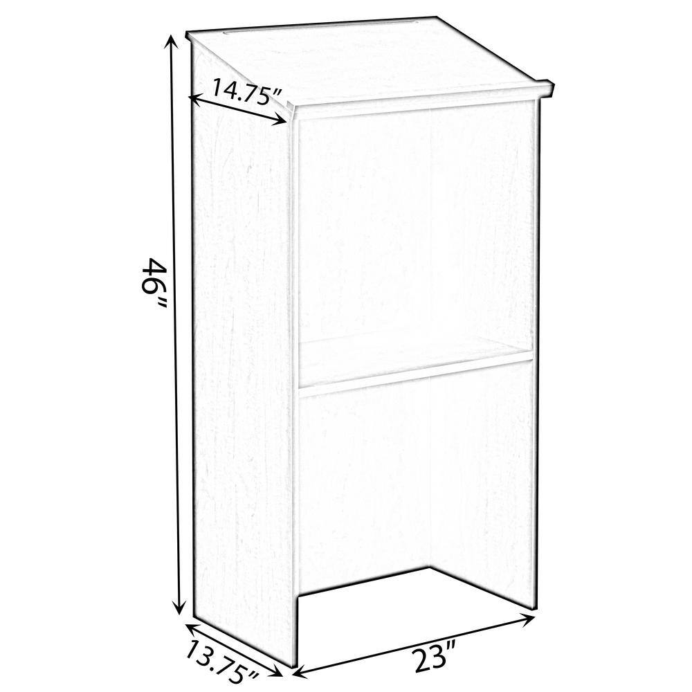 Basicwise 21.5 in. Rectangle White Wood Standing Desk Podium with Storage for Church School Office or Home QI004421.WT