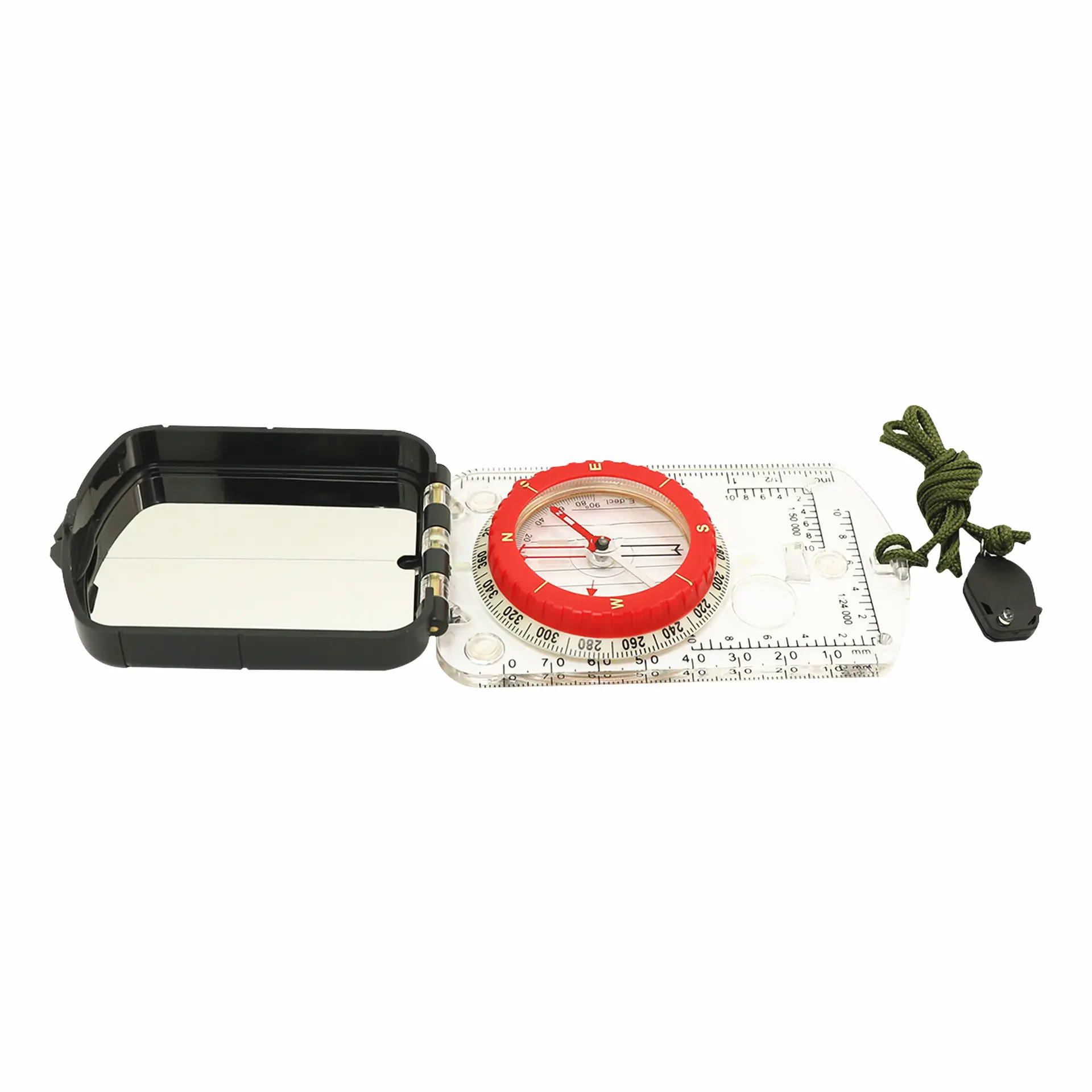 Multi function Map Scale Ruler Compass Outdoor with Magnifier and Steel reflector Mirror For Survival Hiking Camping