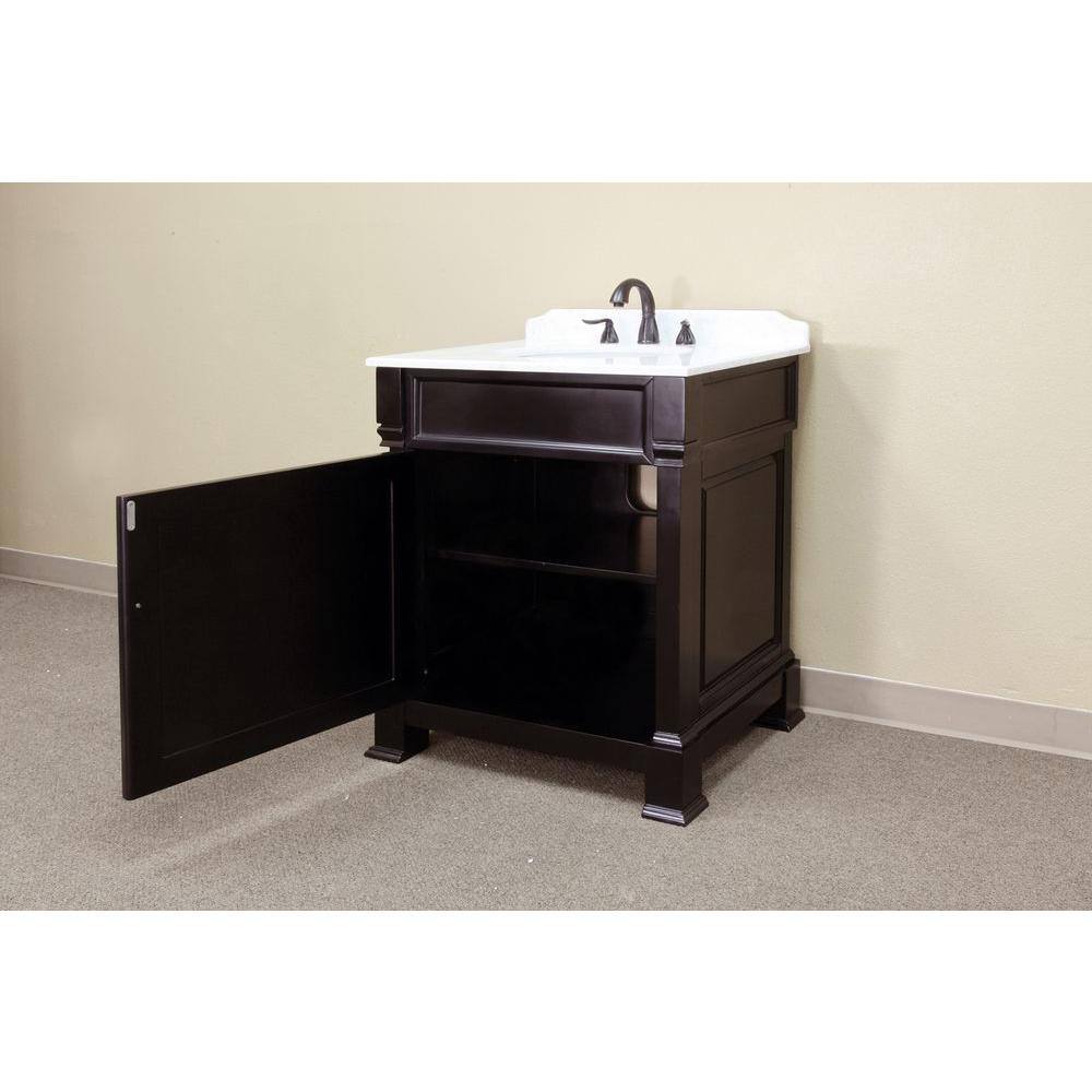 Bellaterra Home Olivia 30 in. W x 35-12 in. H Single Vanity in Espresso with Marble Vanity Top in White BT5030-ES