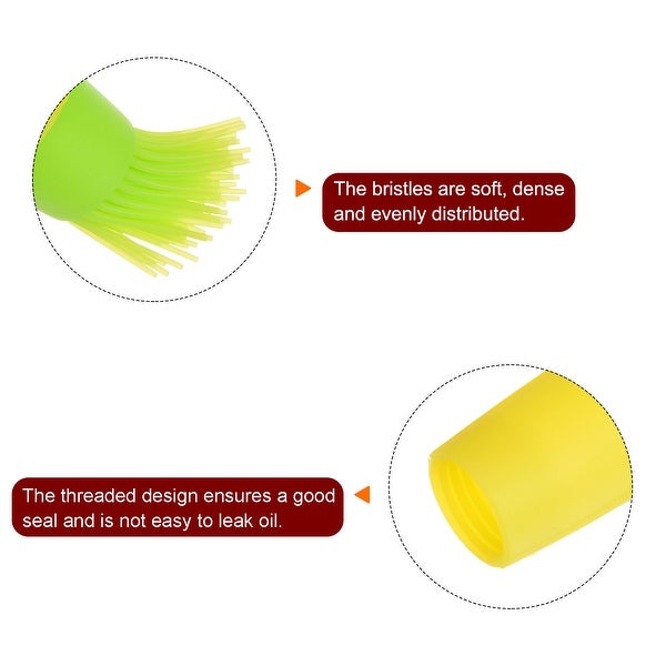 2pcs Silicone Oil Bottle Brush Tip Tail with Cap for BBQ Baking， Green+Yellow