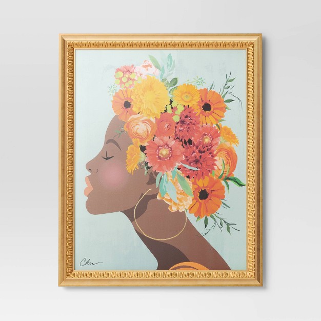 X Floral Dream By Nikki Chu Vintage Canvas Board Gold