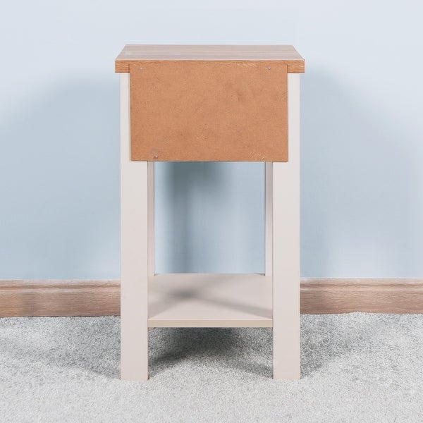 Wooden Side Table， Floor-standing Storage Table with a Drawer