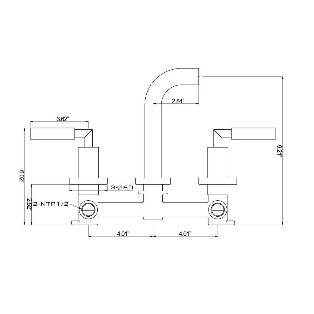 WELLFOR 2-Handle Wall Mounted Faucet in Matte Black (Valve Included) WB-H#RB0735