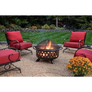 Endless Summer 30 in. D Bronze Finish Portable Lattice Wood Burning Fire Pit WAD792SP