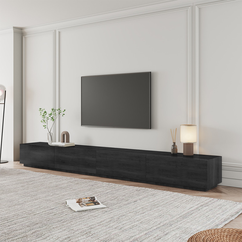 Black TV Stand  Minimalist Long Media Console With 4 Drawers   Modern   Entertainment Centers And Tv Stands   by Miron Demid LLC  Houzz