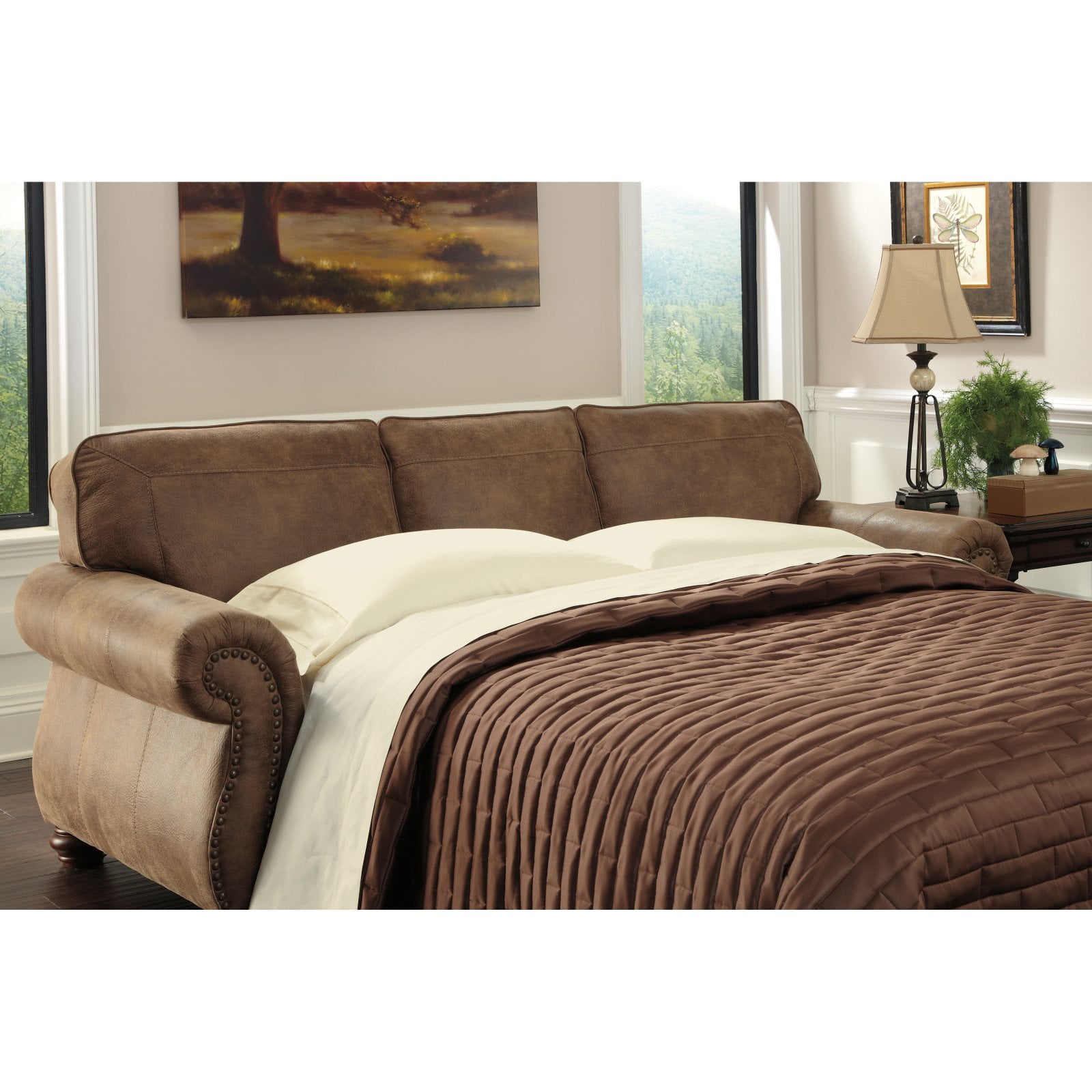 Signature Design by Ashley Larkinhurst Queen Pullout Sofa Bed, Brown