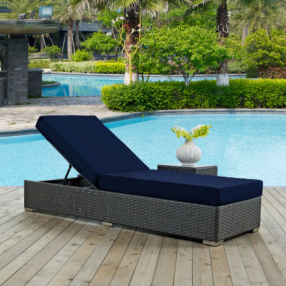 Sojourn Outdoor Patio Sunbrella Chaise Lounge   Tropical   Outdoor Chaise Lounges   by Timeout PRO  Houzz